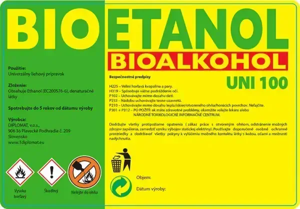 BIO ETHANOL UNI 100 Bioalkohol - biolieh 1l